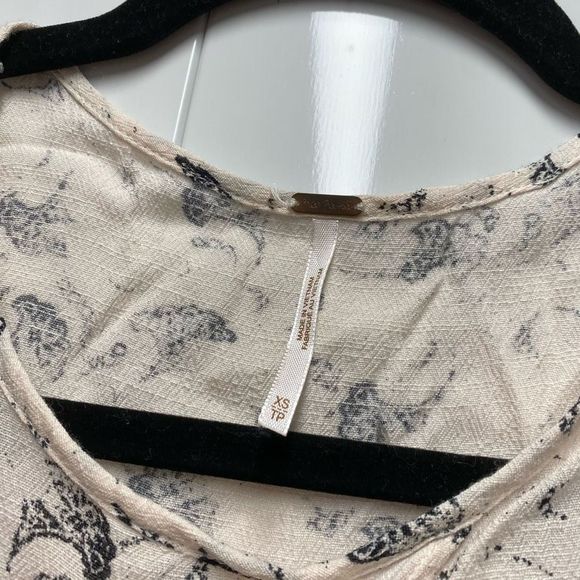 Free People Crinkle Printed Look Through Top in Tea Combo, Size XS, MSRP $68 - Picture 2 of 10